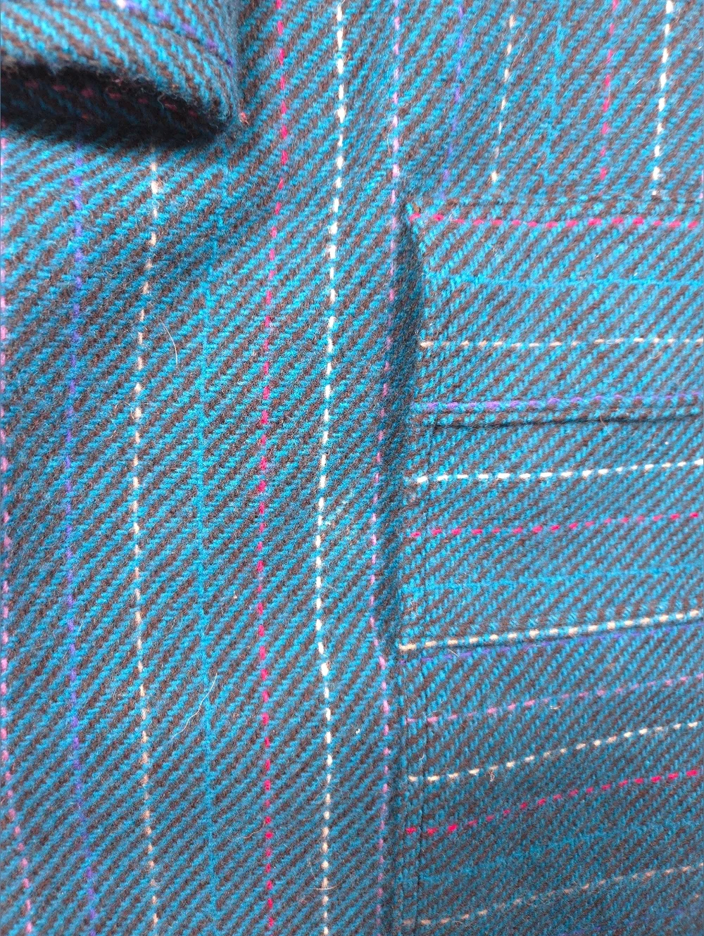 Mendocino Woolens Handwoven Pure Wool Poncho Top Blue Striped Artisan Made OS‎